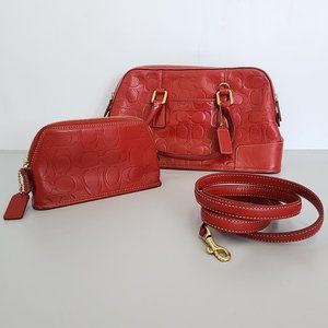 Coach French Calf Leather bag red [Beautiful Condition]